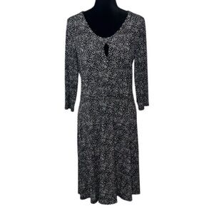 ๐นLeota - Black and White Diamond Polka Dot Stretchy Dress - Size Large